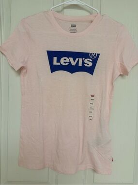 Levi’s Women’s Batwing Logo T-Shirt Pink Blue Graphic Tee Size XXS NWT